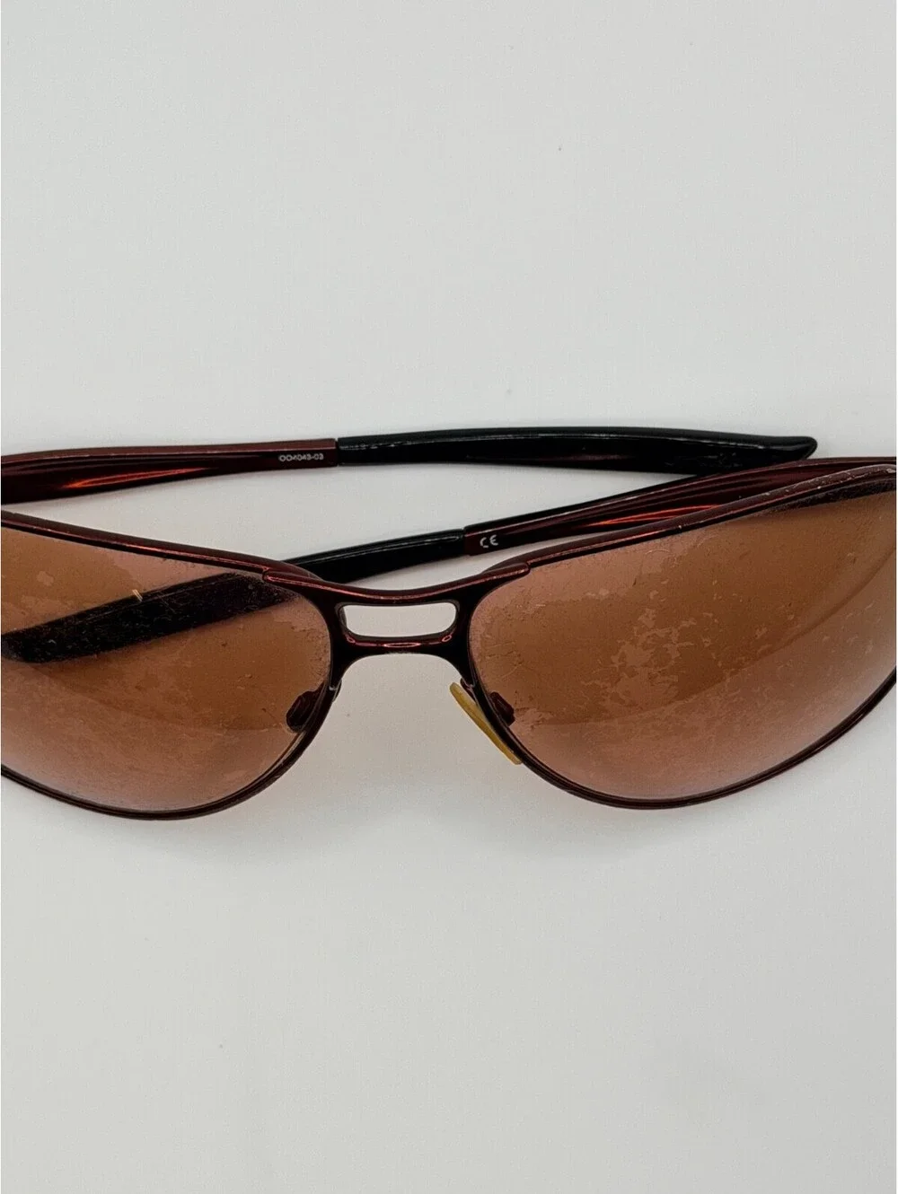 Oakley Hinder Sunglasses 004043-03 Burgundy Bronze Frame Needs New Lenses